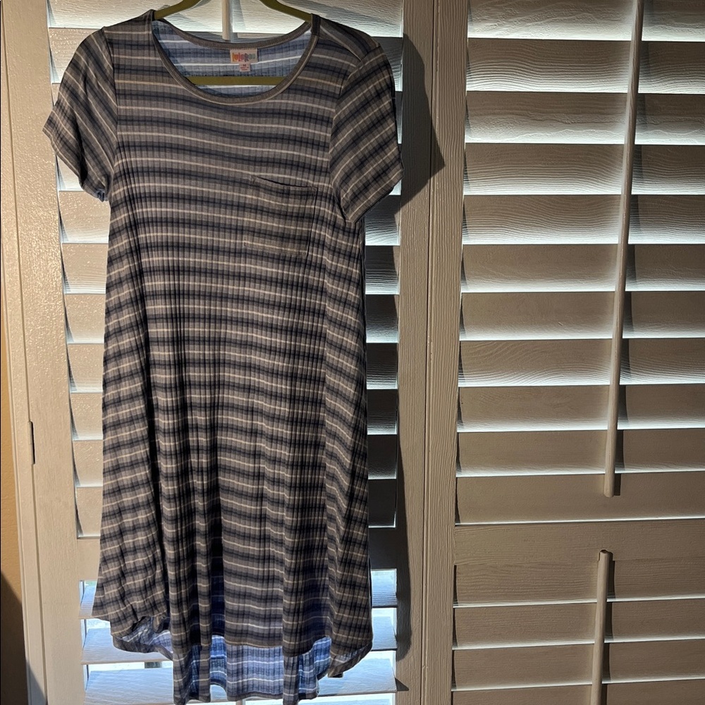 LuLaRoe Blue and White Patterned dress